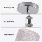 Modern Semi Flush Ceiling Light Chrome Fitting Textured Frosted Glass Shade ~1201