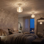 Modern Semi Flush Ceiling Light Chrome Fitting Textured Frosted Glass Shade ~1201