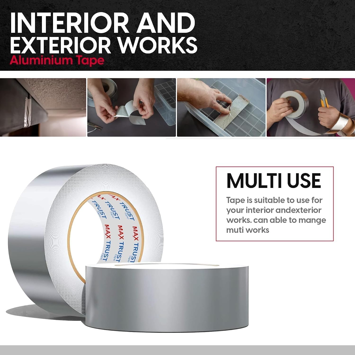 Self Adhesive Aluminium Foil Tape 75mm x 45m HVAC Duct Heat Resistant ~1203