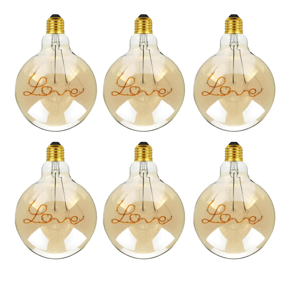 4W E27 LOVE Filament LED Bulb – G125 Amber Glass ~1044