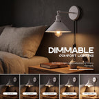 2 Pack Industrial Plug-In E27 Wall Light with Dimmer Switch – 2m Cord ~1205
