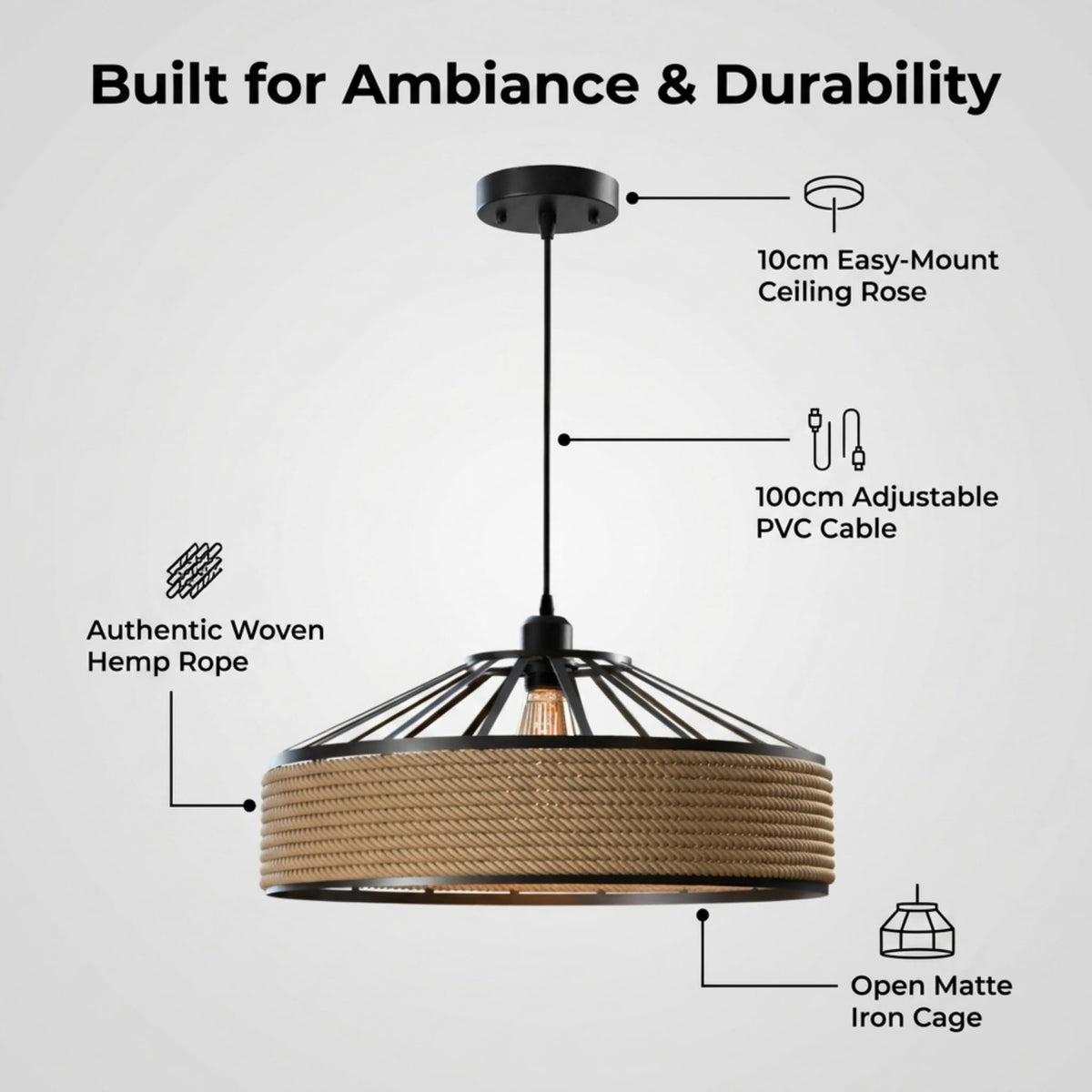 woven hemp rope hanging light
