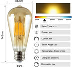 ST64 E27 LED Filament Bulbs 8W – 6 Pack Vintage Amber ~1227