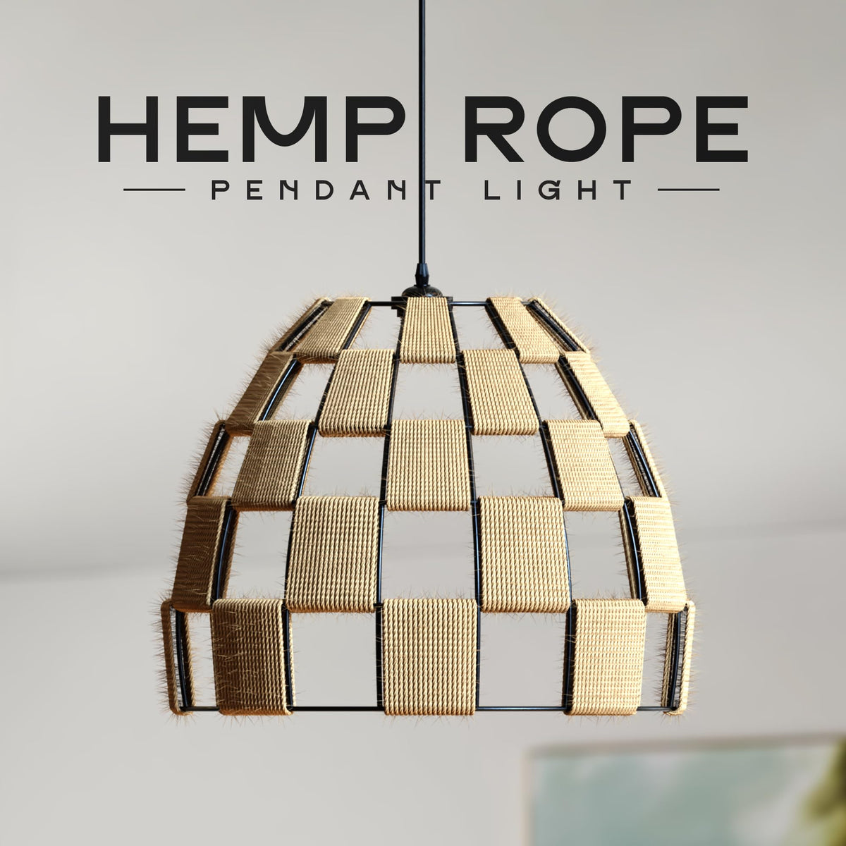 black metal hemp rope light sh