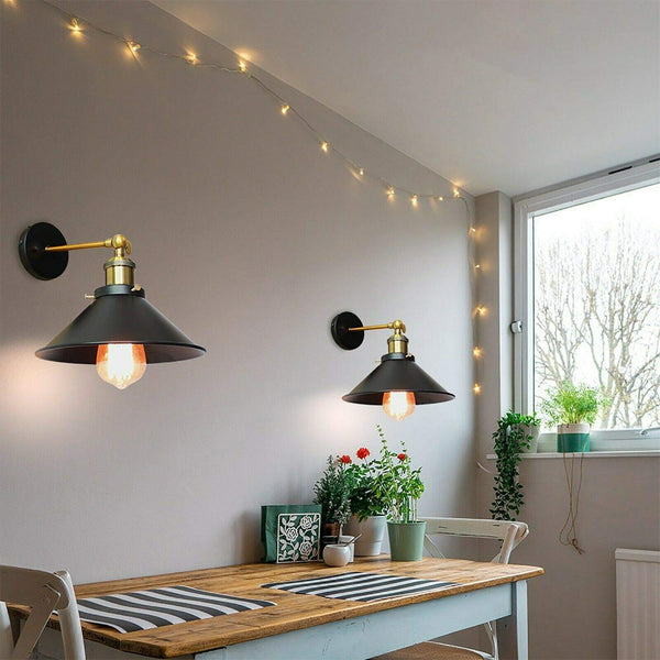 metal cone E27 wall black sconce for living room