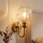 Arm Fitting Amber Glass Vintage Wall Sconce Light E27 ~1191