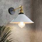 Industrial Metal Wall Sconce – Vintage Cone Shade E27 Fixture ~1070