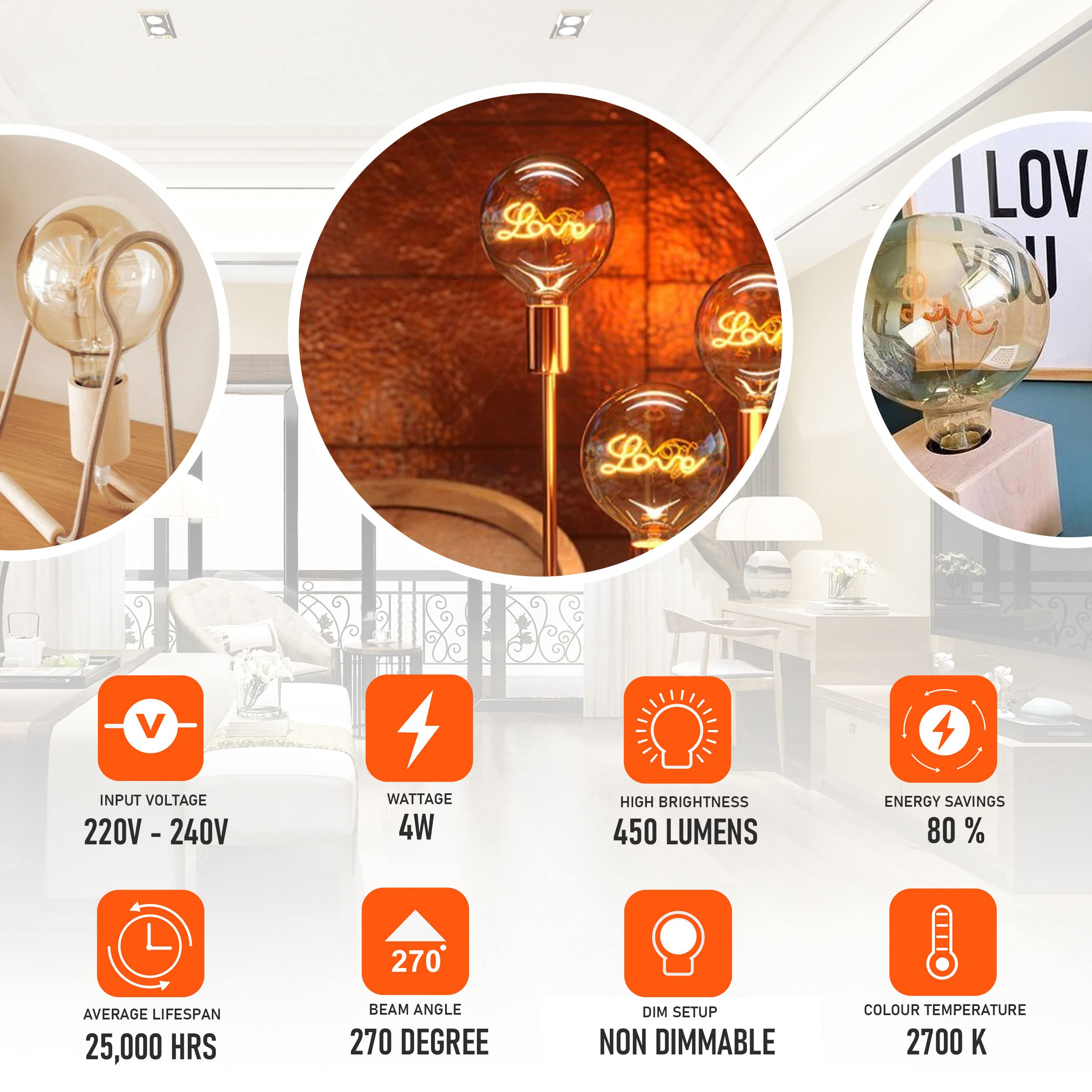 dimmable filament light e27