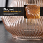 Semi Flush Ceiling Light Amber Ribbed Glass Shade E27 Ceiling Lamp~1207