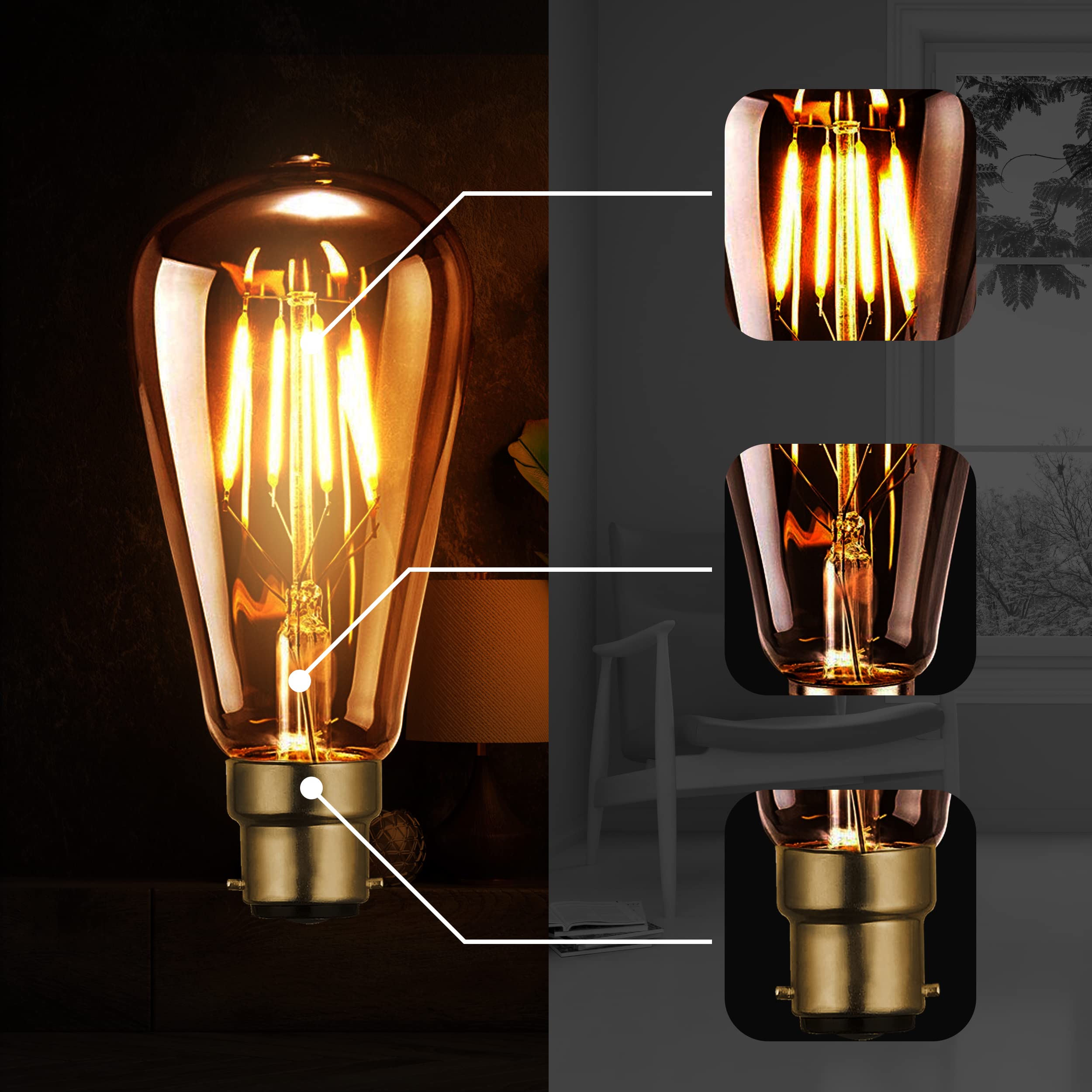 vintage shape st64 bulbs style