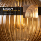 Semi Flush Ceiling Light Amber Ribbed Glass Shade E27 Ceiling Lamp~1207