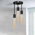 3 Light E27 Semi Flush Ceiling Light – Black Metal ~1224