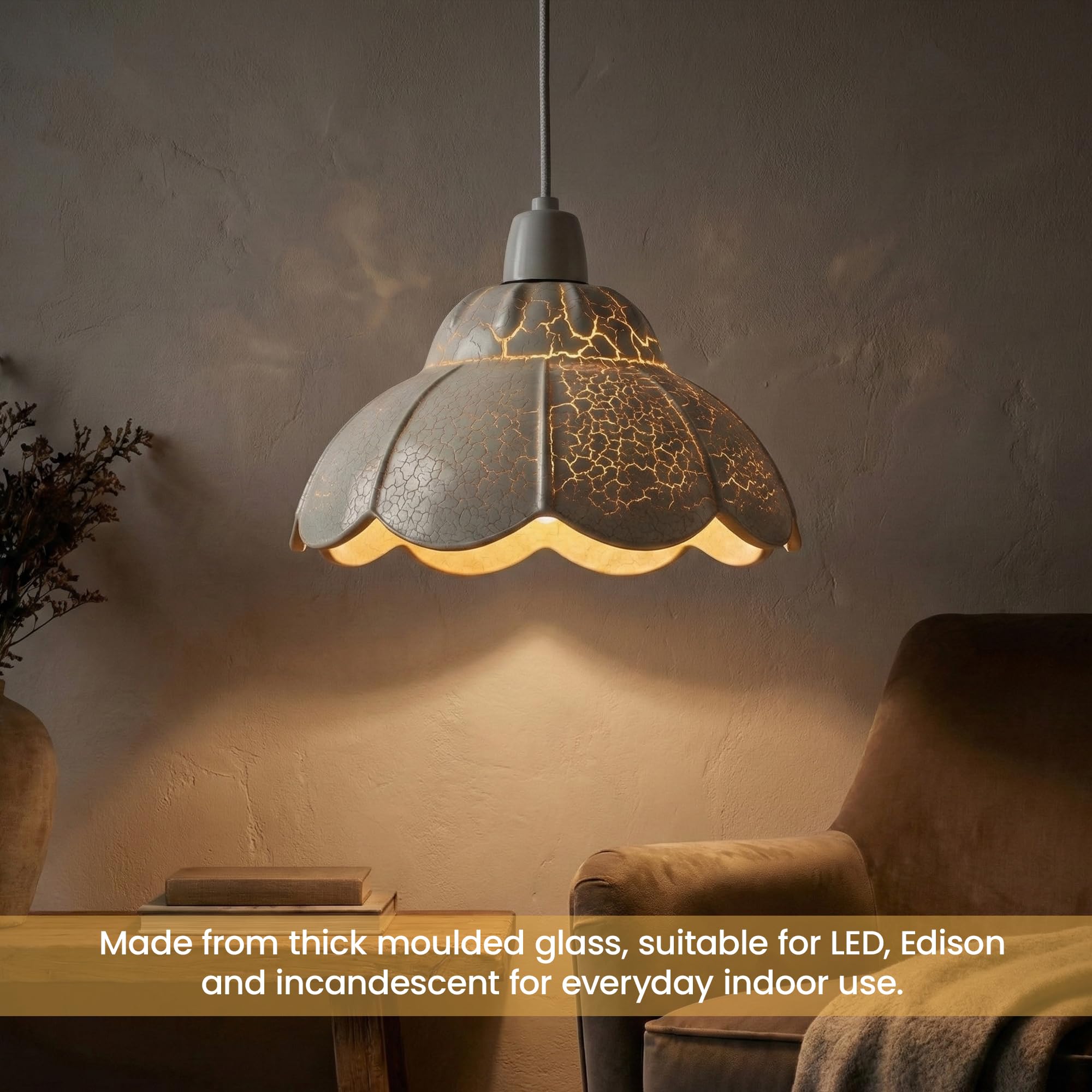 Crackle Glass Dome Lampshade