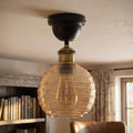 Vintage Glass Pendant Light Fixture ~1189