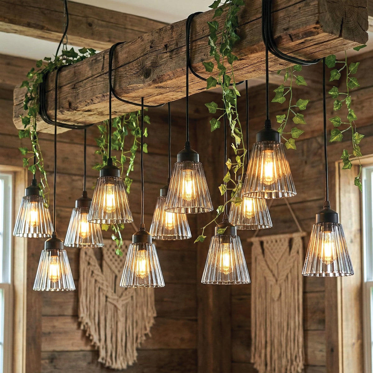 Ribbed Glass Cone Lamp Shade