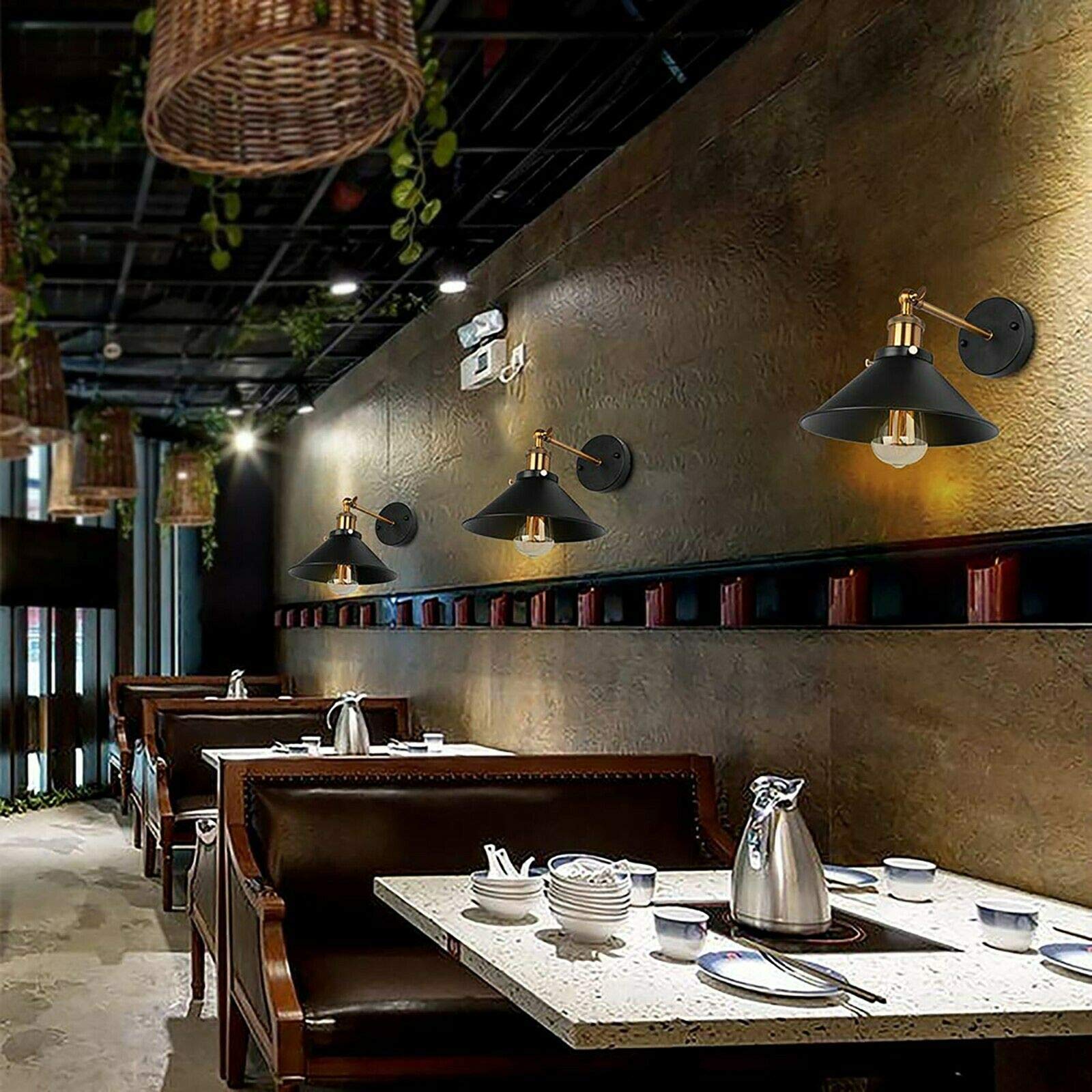 Industrial Metal Wall Sconce – Vintage Cone Shade E27 Fixture ~1070