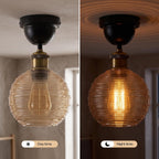 Vintage Glass Pendant Light Fixture ~1189