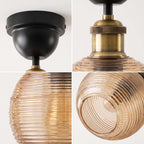 Vintage Glass Pendant Light Fixture ~1189