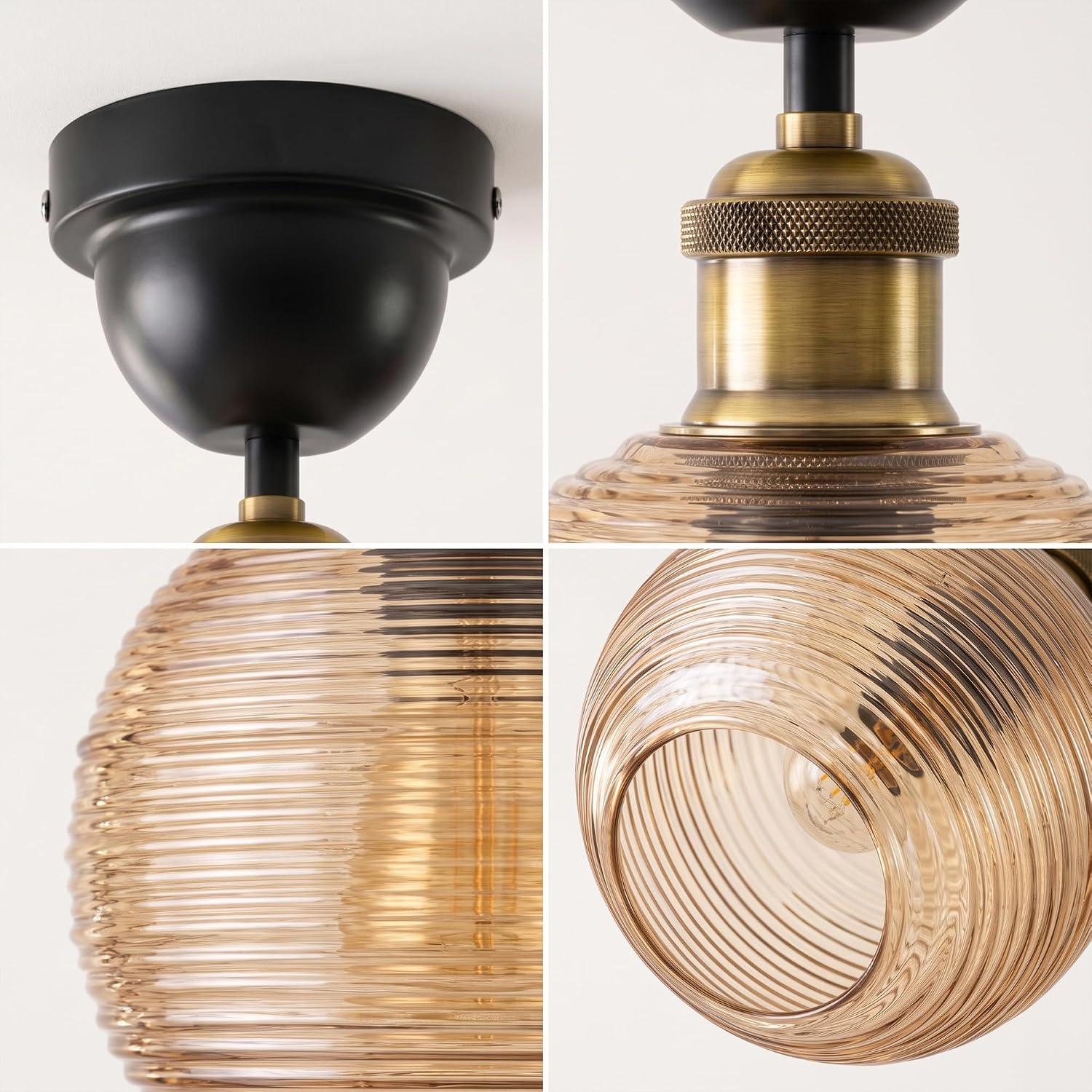 Vintage Glass Pendant Light Fixture ~1189