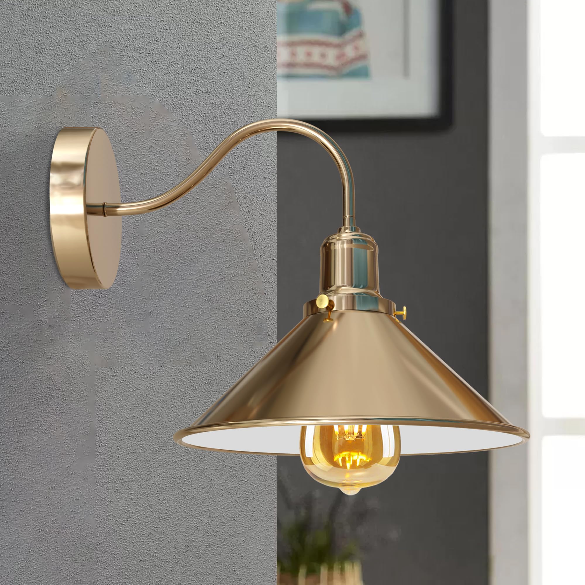 DC VOLTAGE Retro Swan Neck Wall Sconce | Yellow Brass Industrial Light ~1064