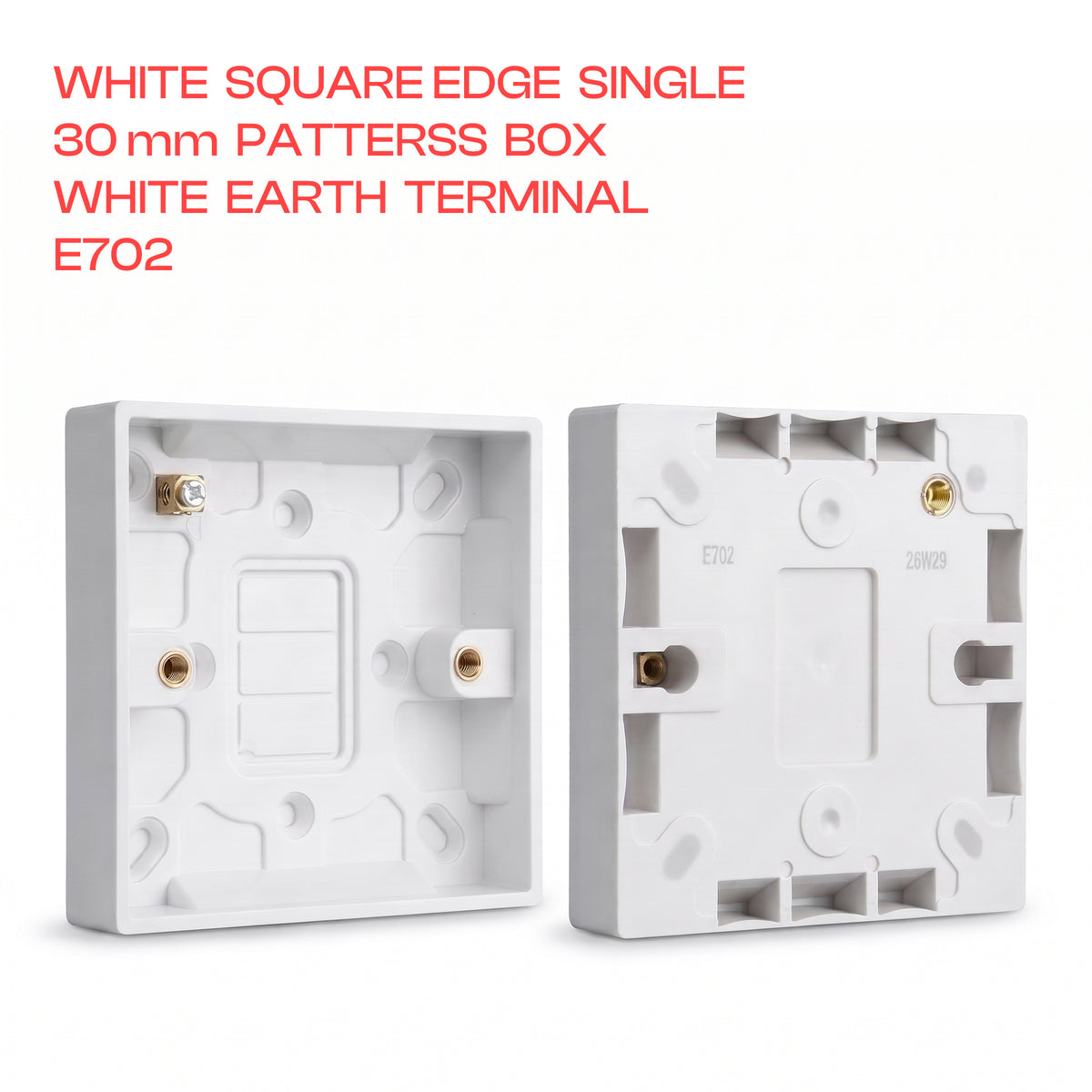 White Pattress Box 1 or 2 Gang Surface Mount Back Box~1254