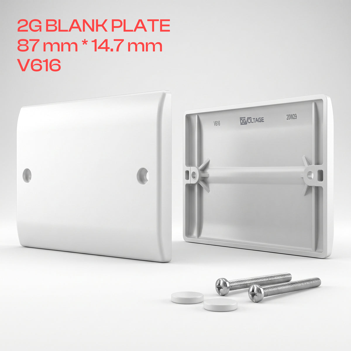 White Blanking Plate 1 Gang and 2 Gang Curved Edge ~1258