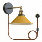 Industrial Plug-in Wall Light | Adjustable Brass Arm & Dimmer E27 ~1204