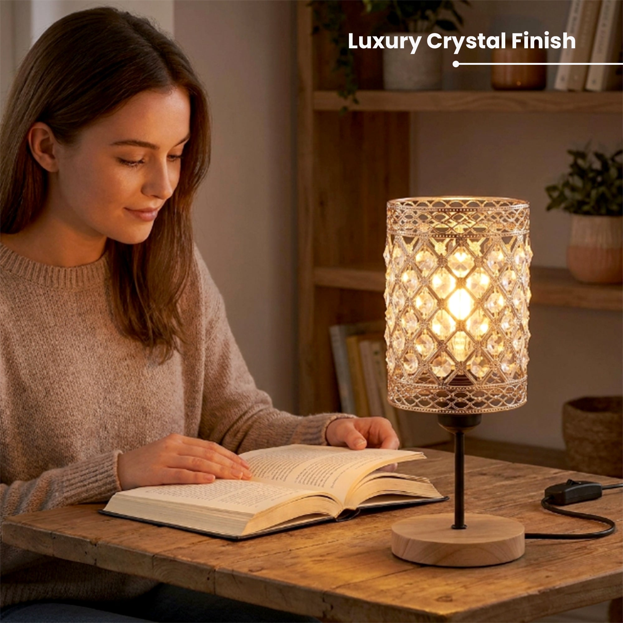 Vintage Crystal Cage Table Lamp E27 Bedside Desk Lamp~1175