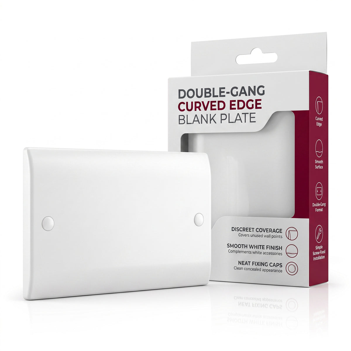 White Blanking Plate 1 Gang and 2 Gang Curved Edge