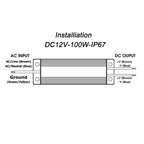 LED Driver 12VIP67 100W Waterproof Power Supply outdoor use Transformer Adapter for LED Strip and Bulb ~1060