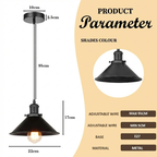 Vintage Industrial Black Cone Pendant Light with Adjustable Cable ~1108