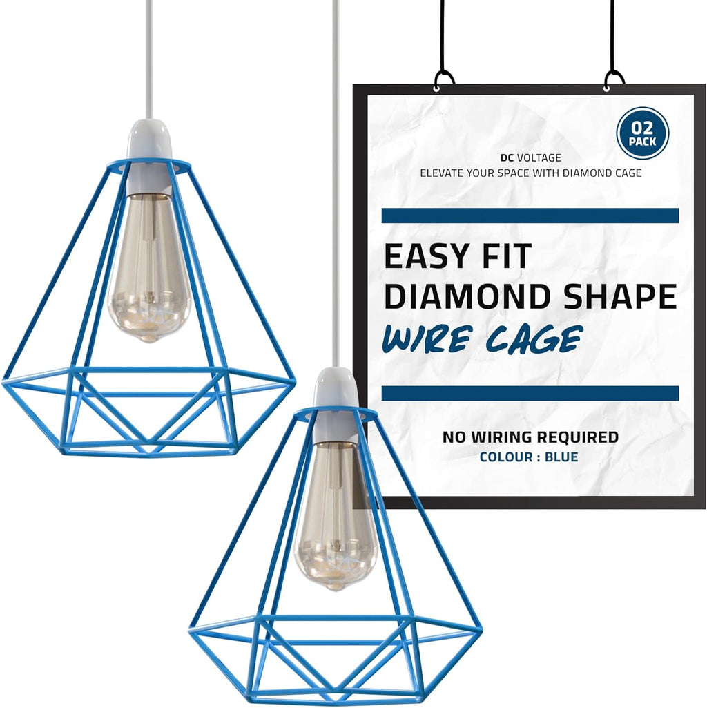 2-Pack Modern Diamond Cage Lampshades with Reducer Rings ~1005