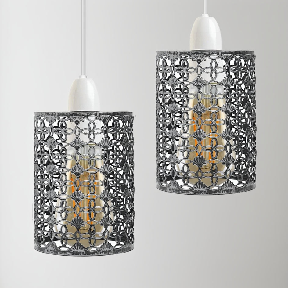 2-Pack DC Voltage Industrial Metal Bulb Guard | Drum Cage Lamp Shade ~1004