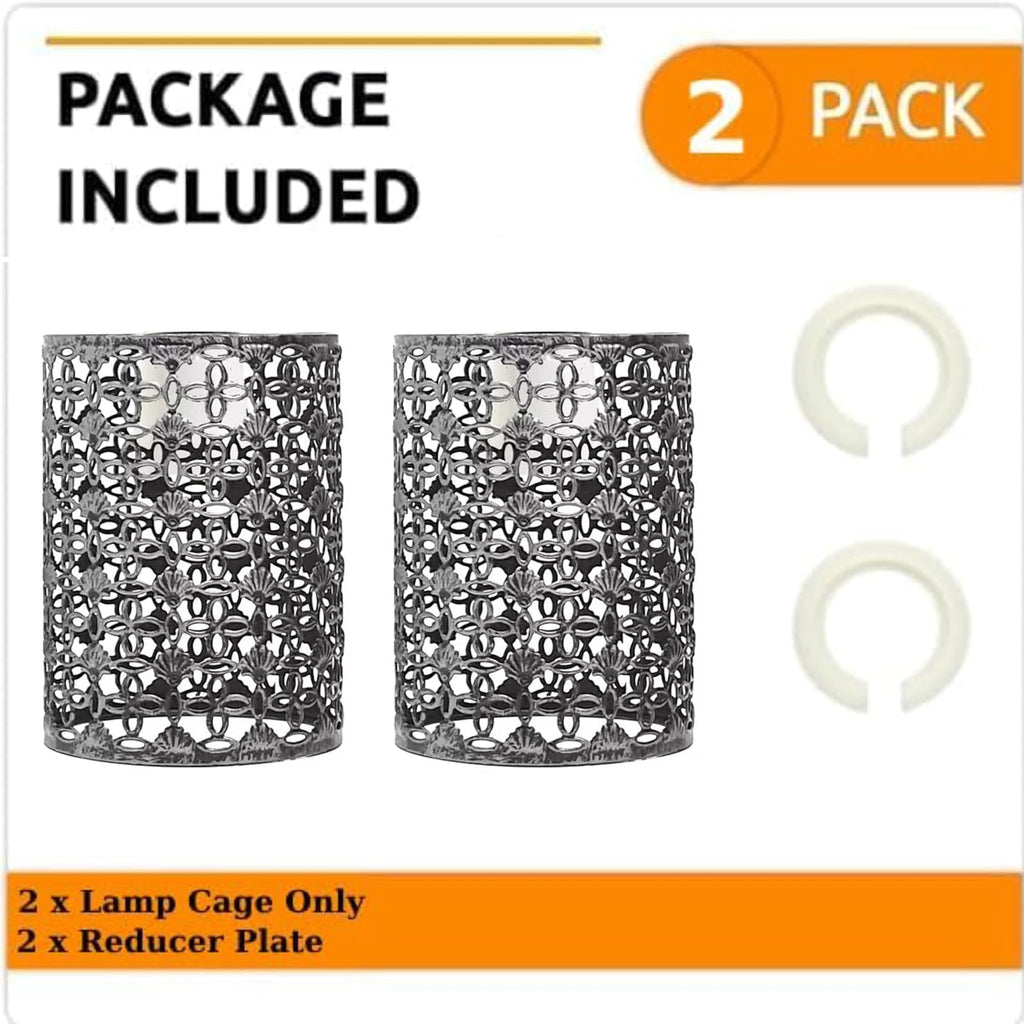 2-Pack DC Voltage Industrial Metal Bulb Guard | Drum Cage Lamp Shade ~1004