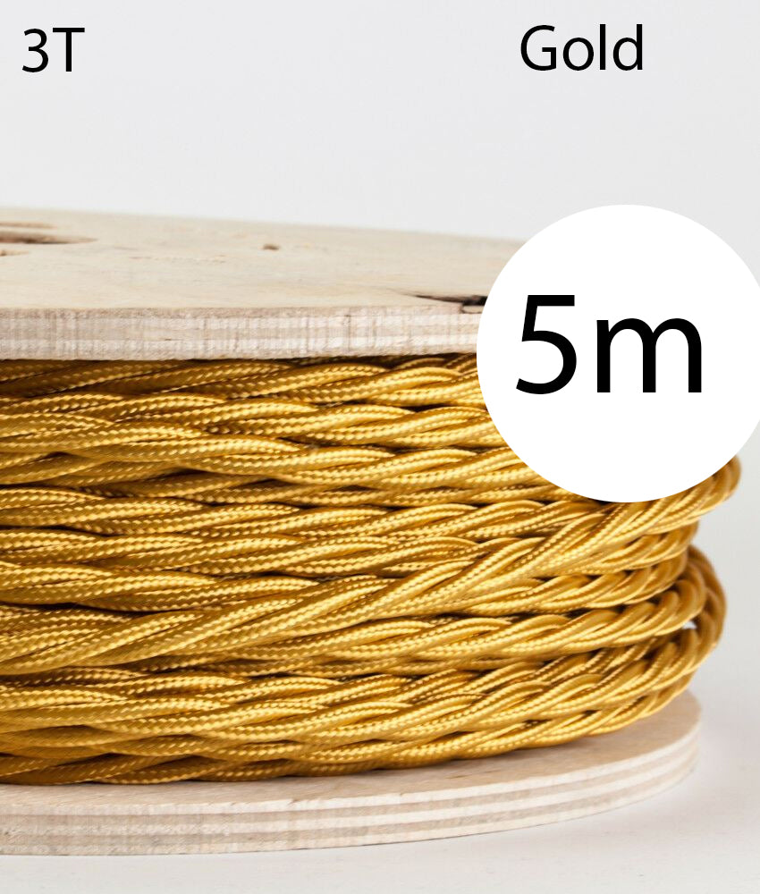 Vintage 3 core Twisted Italian Braided Gold Cable