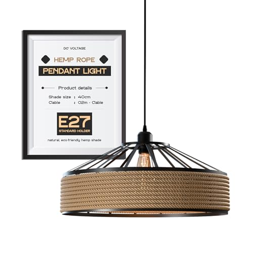 Hemp rope pendant light with product details