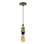 Vintage-style pendant light with a lit bulb 