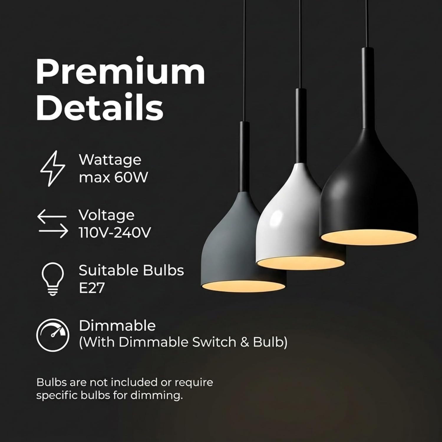 3-Way Tricolour Pendant Light | Adjustable Kitchen Island Lamp ~1101