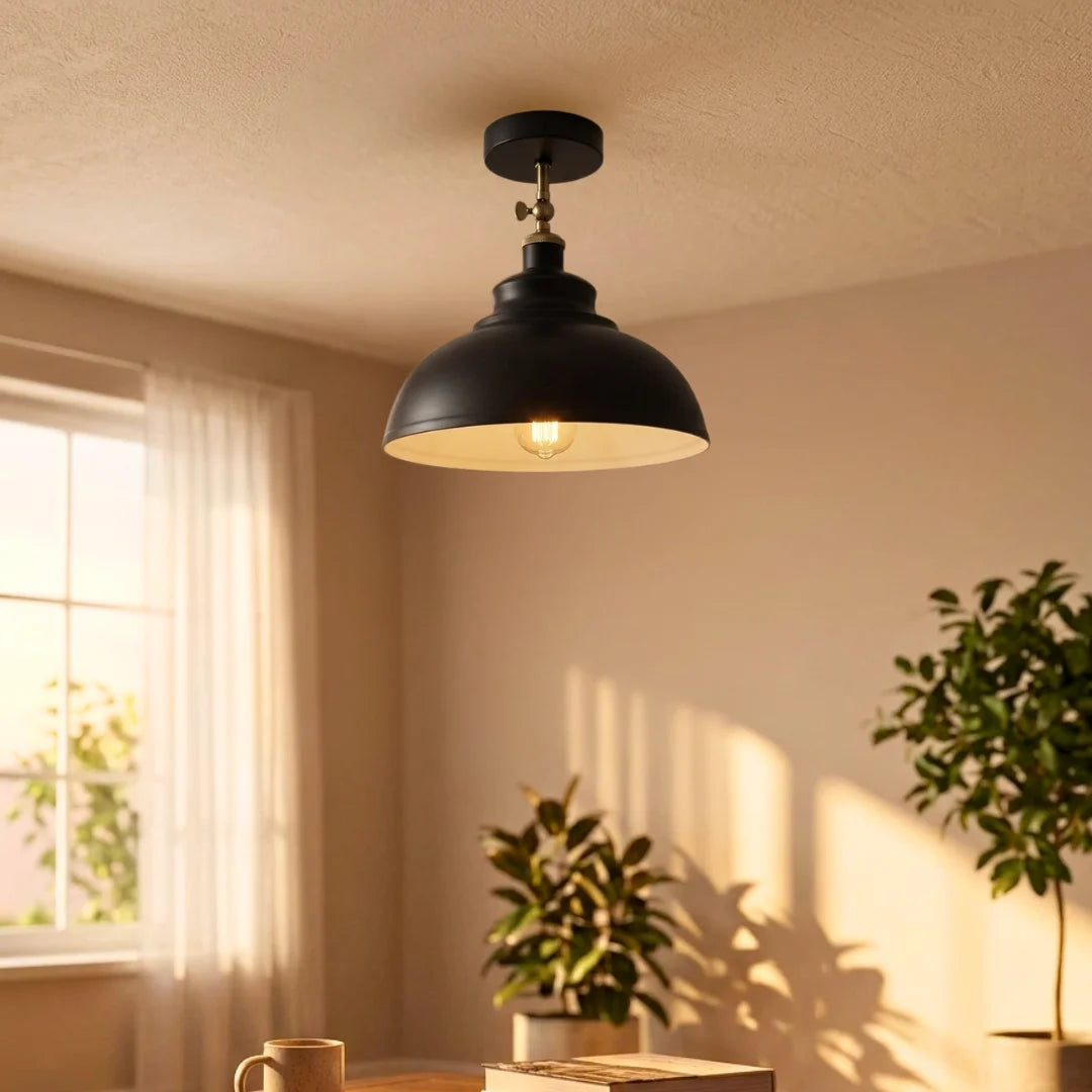 Vintage Industrial Pendant Light with E27 metal shade