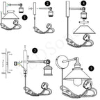 Dimmable Swing-Arm Wall Light | Plug-In Black Sconce + Bulb ~1076
