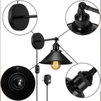 Dimmable Swing-Arm Wall Light | Plug-In Black Sconce + Bulb ~1076