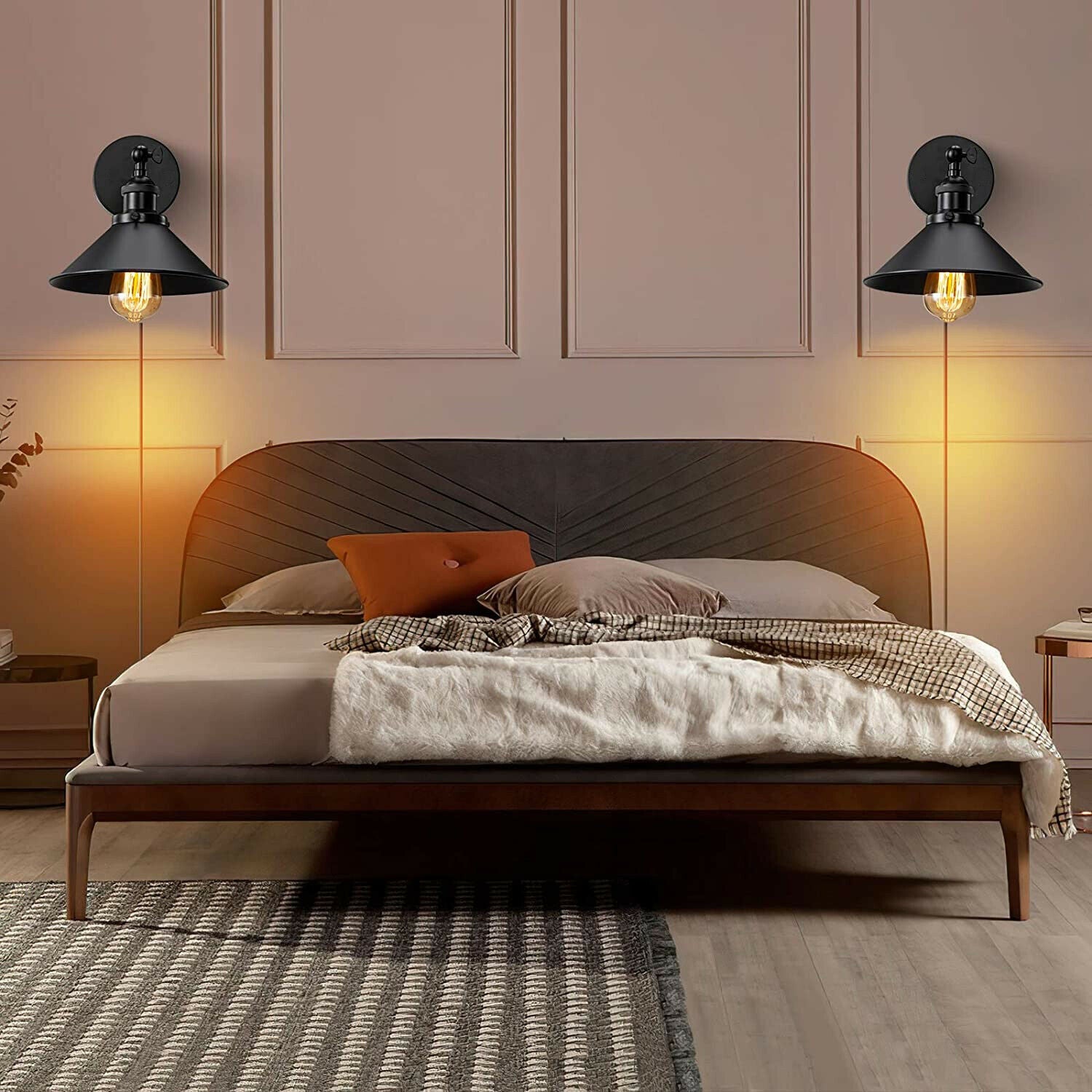 Dimmable Swing-Arm Wall Light | Plug-In Black Sconce + Bulb ~1076