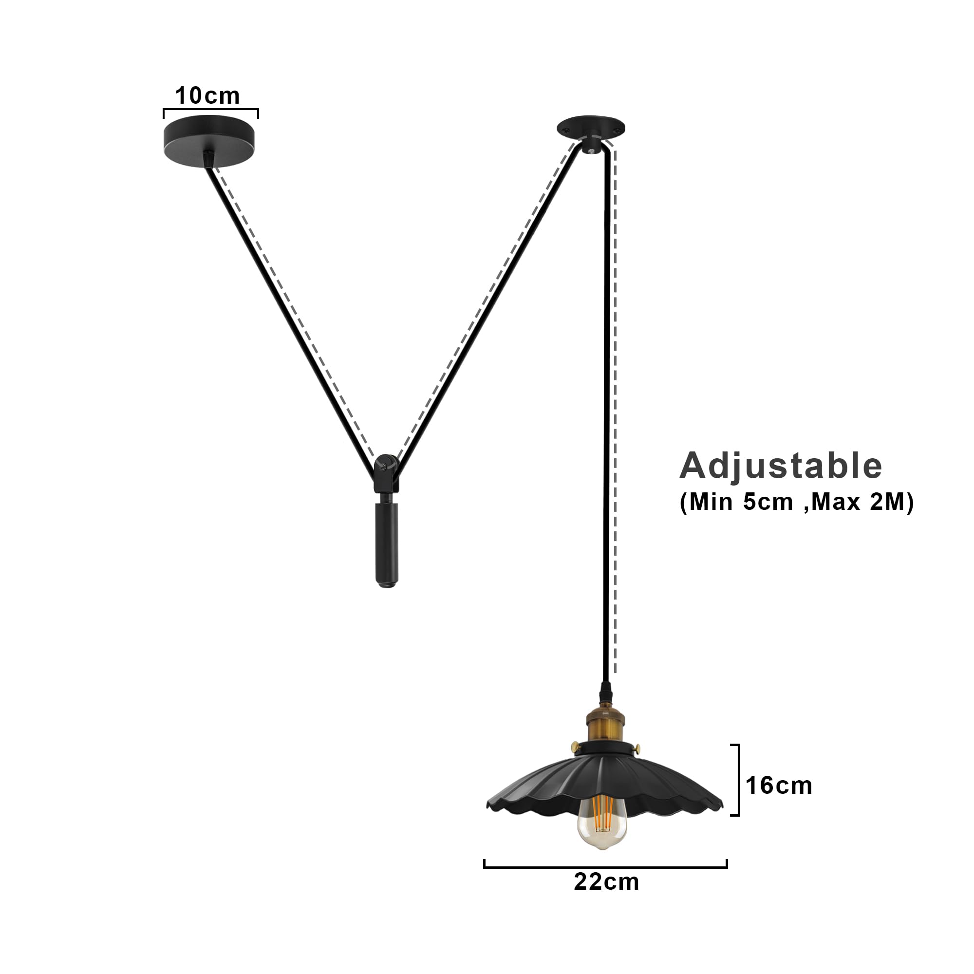 Industrial Pendant Light with Adjustable Cord ~1160