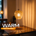 Amber Gold Glass Easy Fit Pendant Shade with Ridged Fluted Lines 15cm ~1200