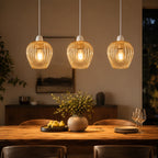 Amber Gold Glass Easy Fit Pendant Shade with Ridged Fluted Lines 15cm ~1200