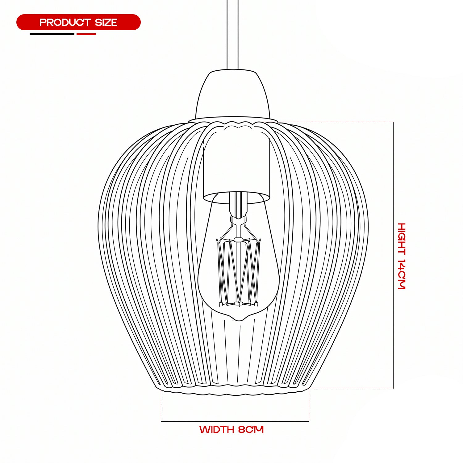 Amber Gold Glass Easy Fit Pendant Shade with Ridged Fluted Lines 15cm ~1200