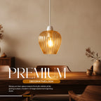 Amber Gold Glass Easy Fit Pendant Shade with Ridged Fluted Lines 15cm ~1200