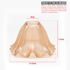 Vintage Amber Glass Lamp Shade 17cm Ribbed E14 Scalloped ~1120