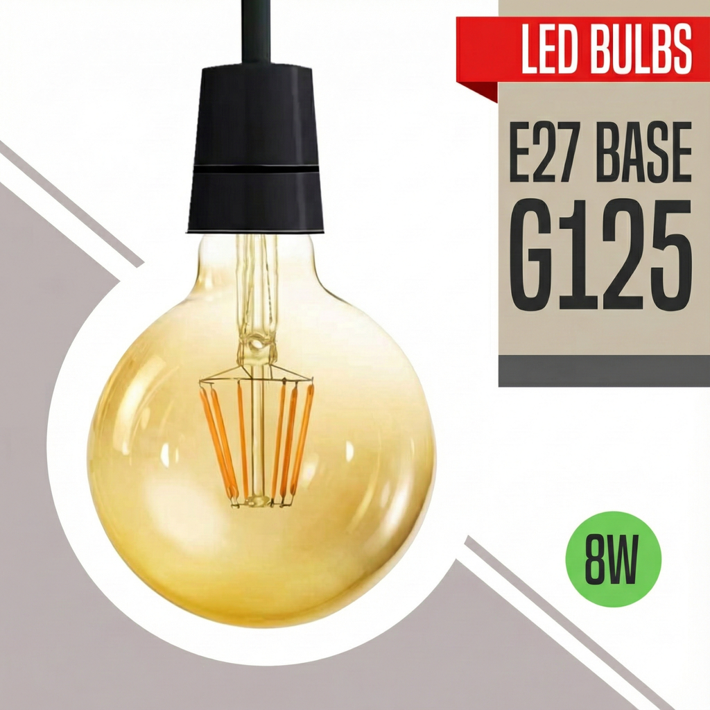 G125 Dimmable LED Edison Bulb E27 – 8W Vintage Globe Light ~1024