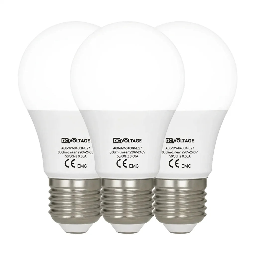 E27 A60 LED Bulb 9W 60W Equivalent 6400K Cool White ~1214